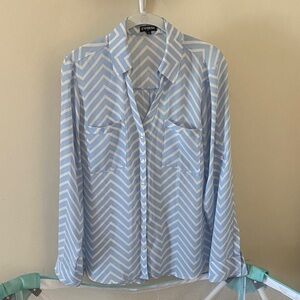 Express Light Blue and White Chevron Shirt